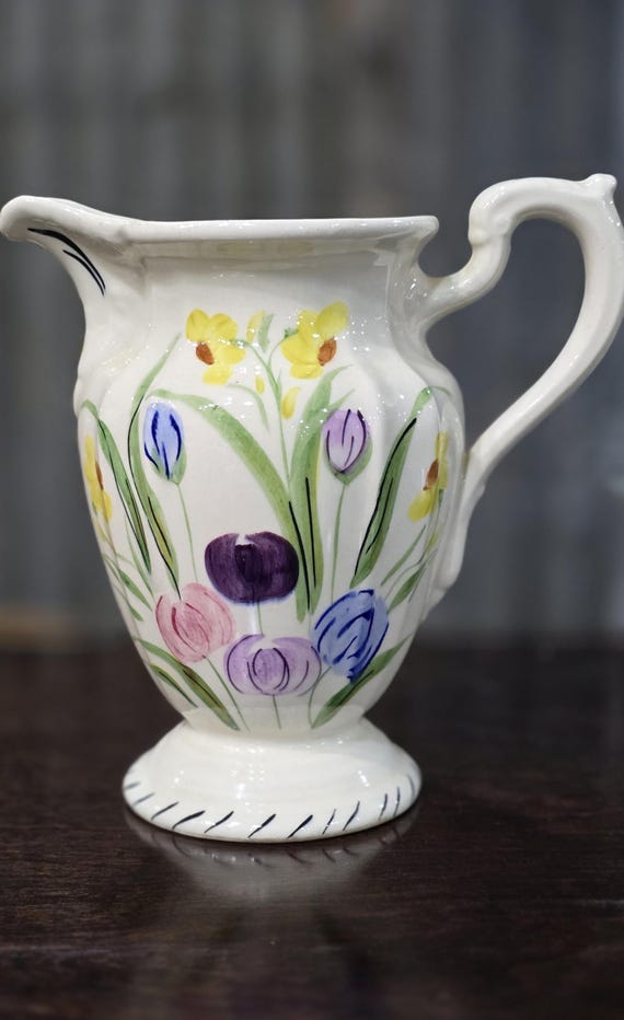 Blue Ridge Pottery Pitcher/Vase, Milady shape, "Easter Parade" tulips c. 1930-40
