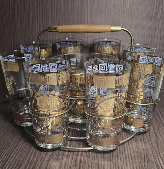 CULVER "Coronet" 10 pcs. MCM Barware Set with Caddy