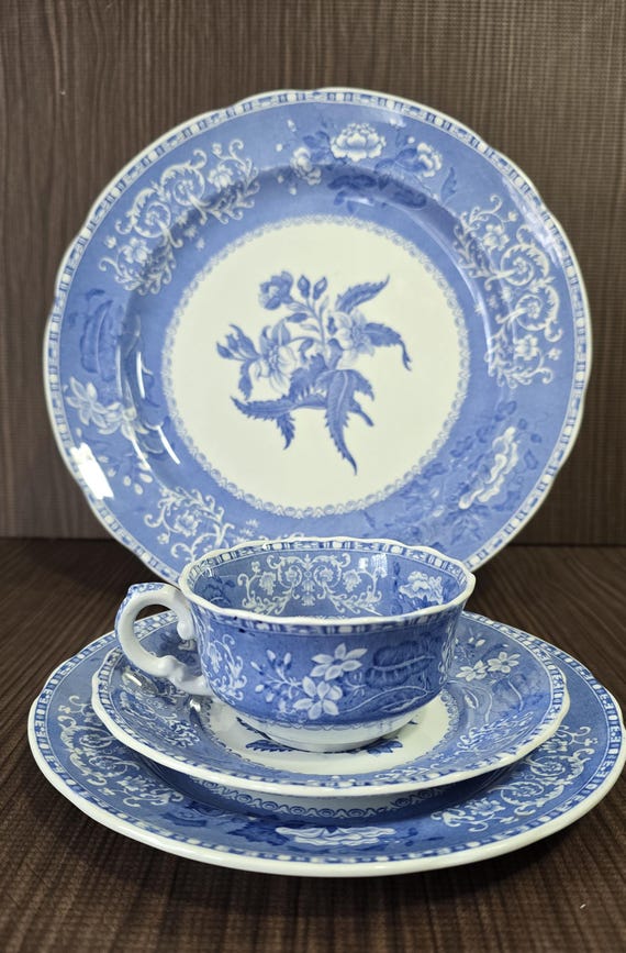 Antique SPODE Transferware 4-pc. Place Setting, c. 1900
