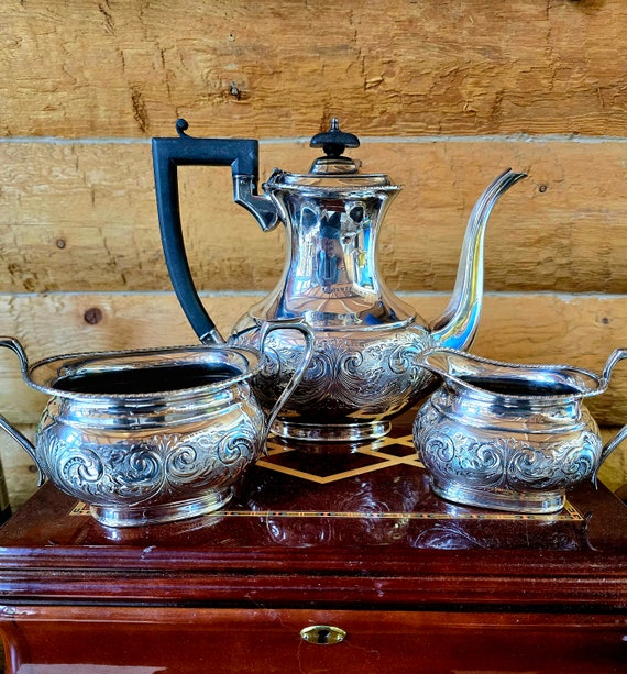 WALLACE Art Deco Coffee set silver plate on copper 3pcs.