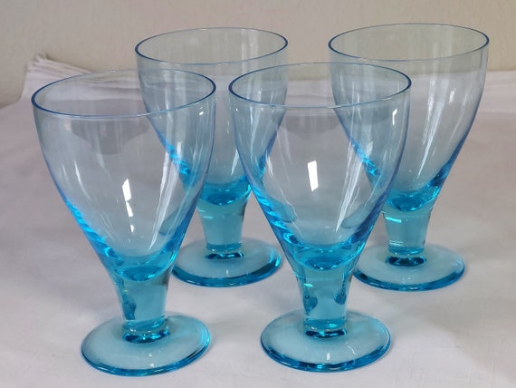 BRYCE, set of 4, "Mode" in Cerulean Blue Iced Tea Glasses