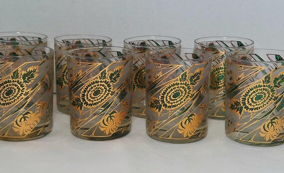 CULVER Ltd. Chrysanthemum Double OF bar glasses, set of 8