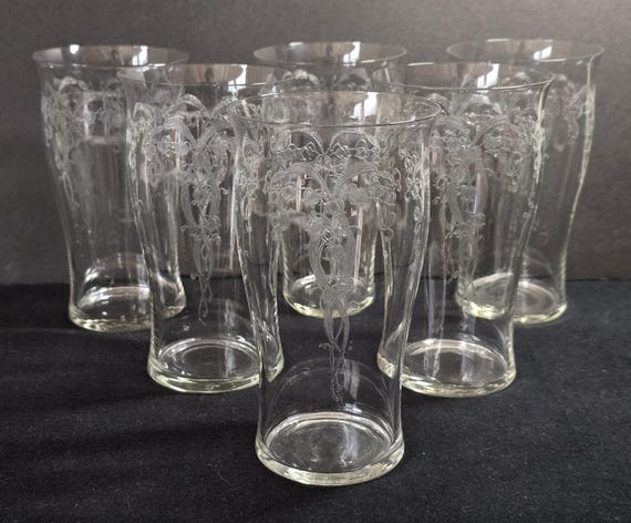 Set of 6 FOSTORIA Etched Tumblers, c. 1917