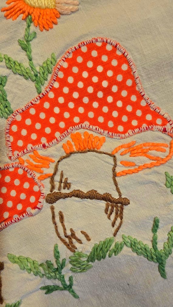 Mushroom Applique Linen Tablecloth