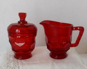VIKING "Georgian" Ruby Red Cream and Sugar set