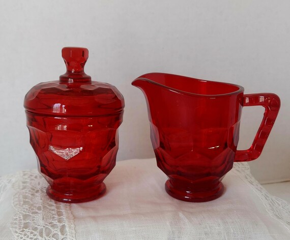 VIKING "Georgian" Ruby Red Cream and Sugar set