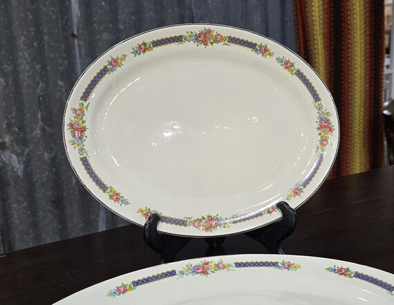 Set of 2 Vintage Hall's Superior Platter, "Blue Bouquet"