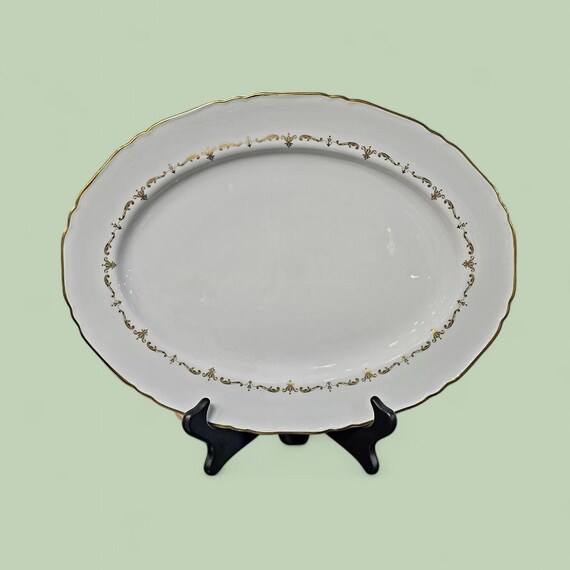 Vintage Gold and White Platter, Royal Worcester, 15.5 In.