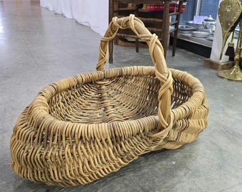 Vintage Französischer Stil Weiden Sammelkorb - Großer Rattan Trog