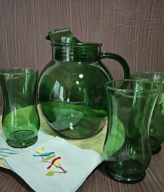 Roly-Poly Green Pitcher and Tumbler Set, ANCHOR HOCKING