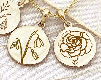 January Birth Flower Necklace (Carnation & Snowdrop) • FLORA I