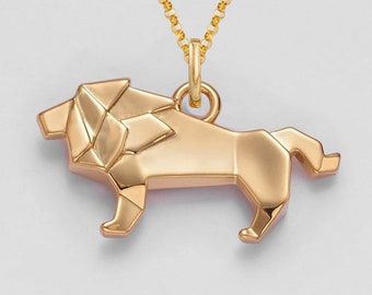 3D Origami Lion Pendant Necklace