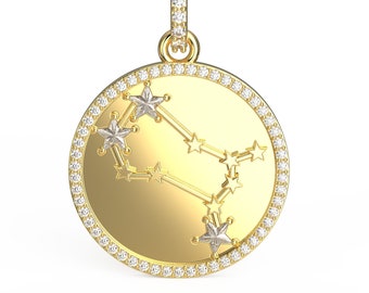 The Stella GEMINI • Round Zodiac Stars Constellation Pendant