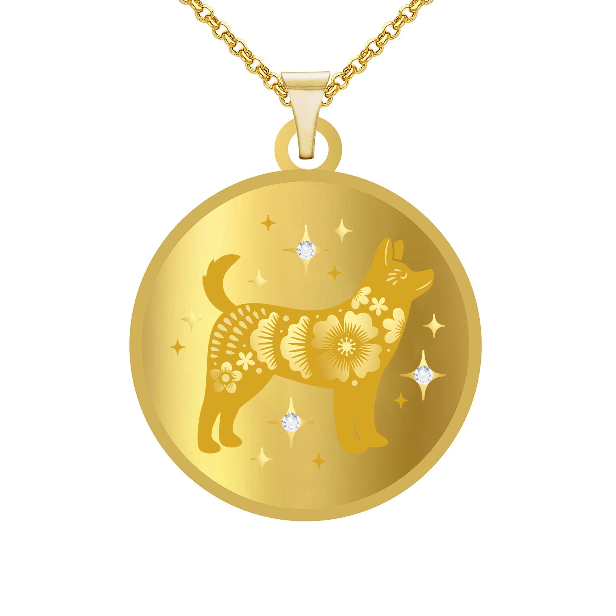 Year of The Dog (狗) • LUNAR I • Diamond Lunar Zodiac Coin Pendant