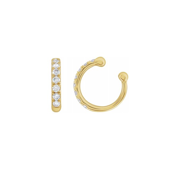 Jewellery Earrings Cuff & Wrap Earrings 14K solid yellow gold 1/10 CTW Diamond Single Cuff Earring Individually unique single cuff earrings stud. 