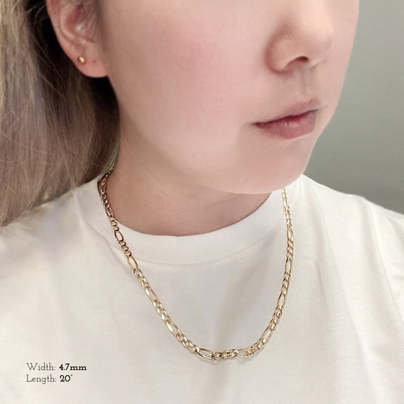14K Solid Gold Lightweight Figaro Chain 