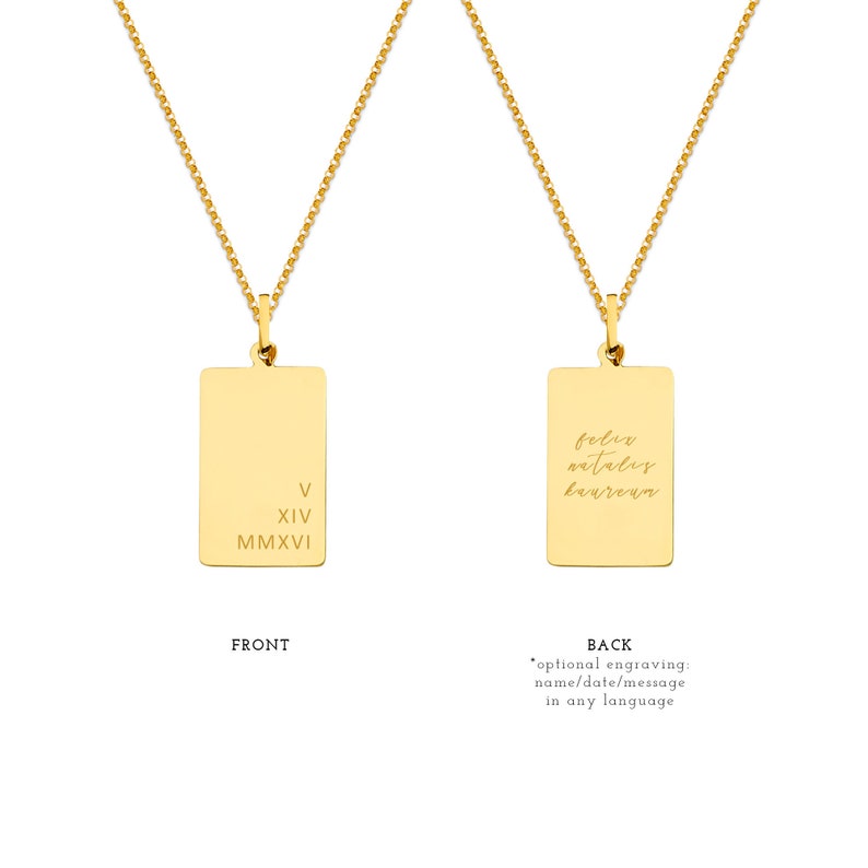 Roman Numeral Dog Tag Necklace