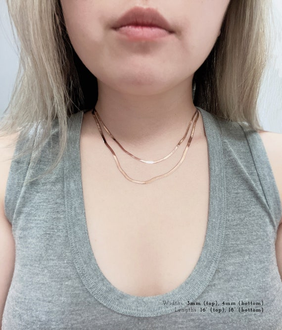 14K Rose Gold Herringbone Chain 