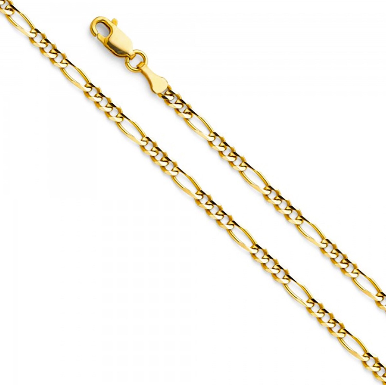 14K Solid Gold Figaro Chain Necklace Etsy
