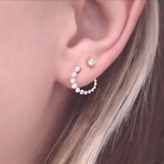 12mm Graduated Front back Diamond Earrings pair Etsy Canada