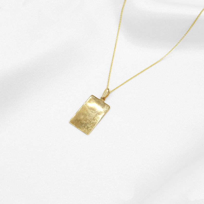 Roman Numeral Dog Tag Necklace