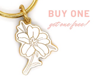 February Birth Flower Enamel Keychain (Primrose)