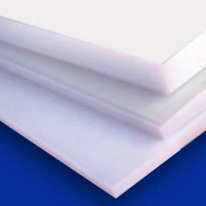 May include: Stack of three white plastic sheets, each with a smooth, glossy surface. The sheets are layered on top of each other, creating a clean and modern look.