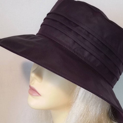 Purple Wide Brimmed Rain Hat With Pleated Waterproof Crown Etsy