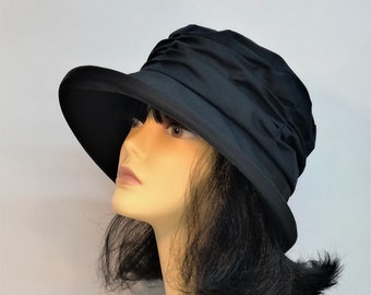 women rain hat black large size lightweight waxed large brim rain hat