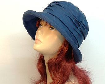 Popular ladies rain hat in six colours, Lizzie ruched waterproof womens wax cotton hat.