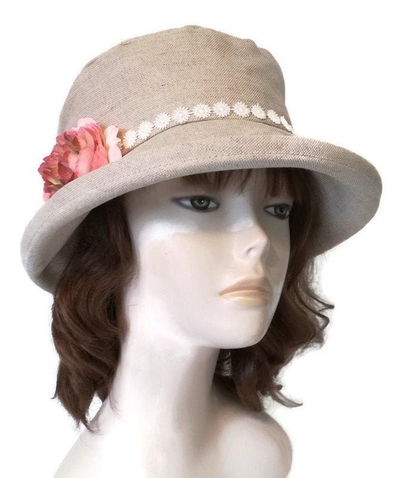 ladies linen sun hat
