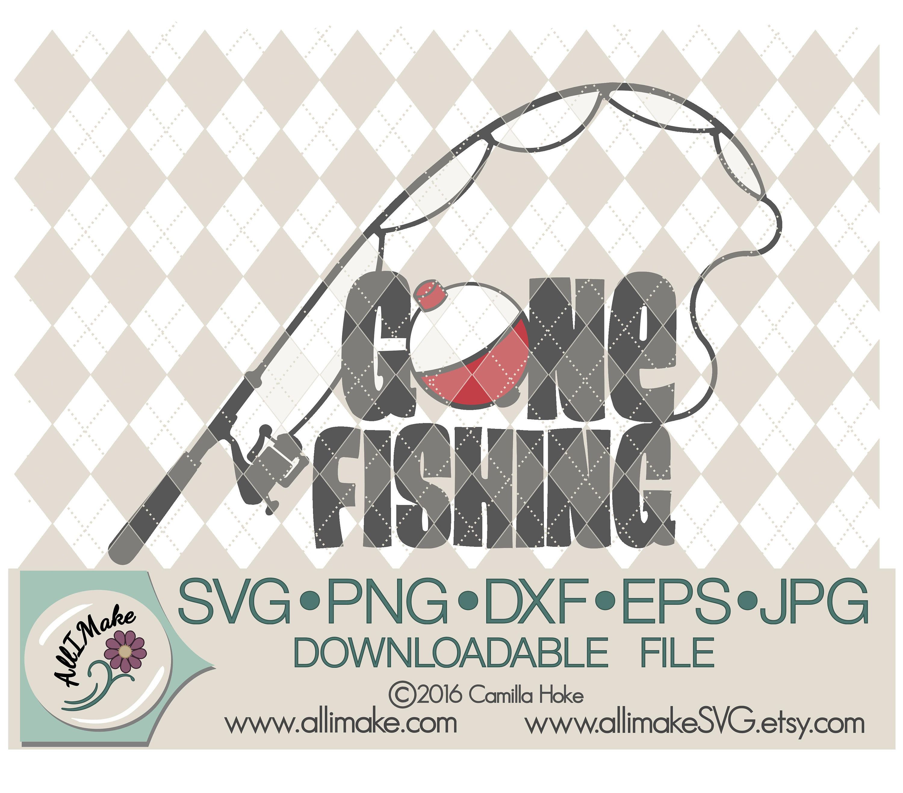 Download SVG File Gone Fishing with bobber and fishing pole svg dxf | Etsy