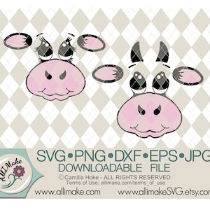SVG-bestand | Cow Face Boy en Girl svg, dxf, eps, png, jpg bestanden voor Cricut en Silhouette snijmachines