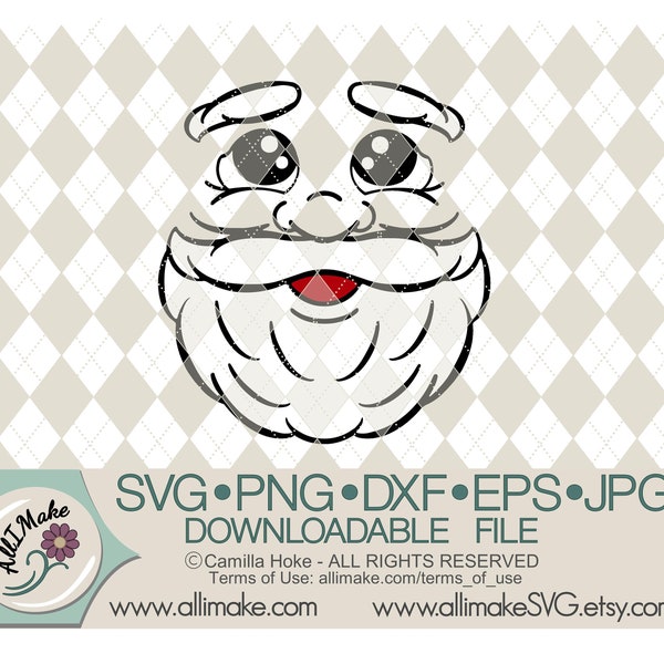 SVG File | Santa Face 2 svg, dxf, eps, png, jpg files for Cricut and Silhouette cutting machines