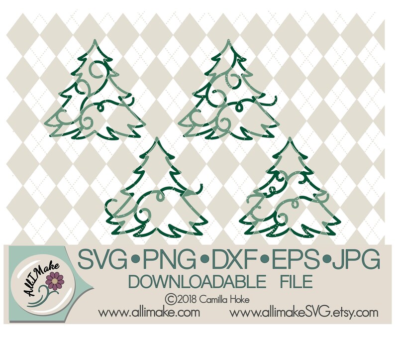 Download SVG File Christmas Tree Swirl in 4 Designs svg dxf eps | Etsy