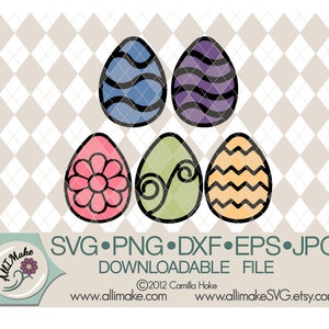SVG File | Easter eggs in full color and single color svg, dxf, eps, png, jpg files for Cricut and Silhouette cutting machines
