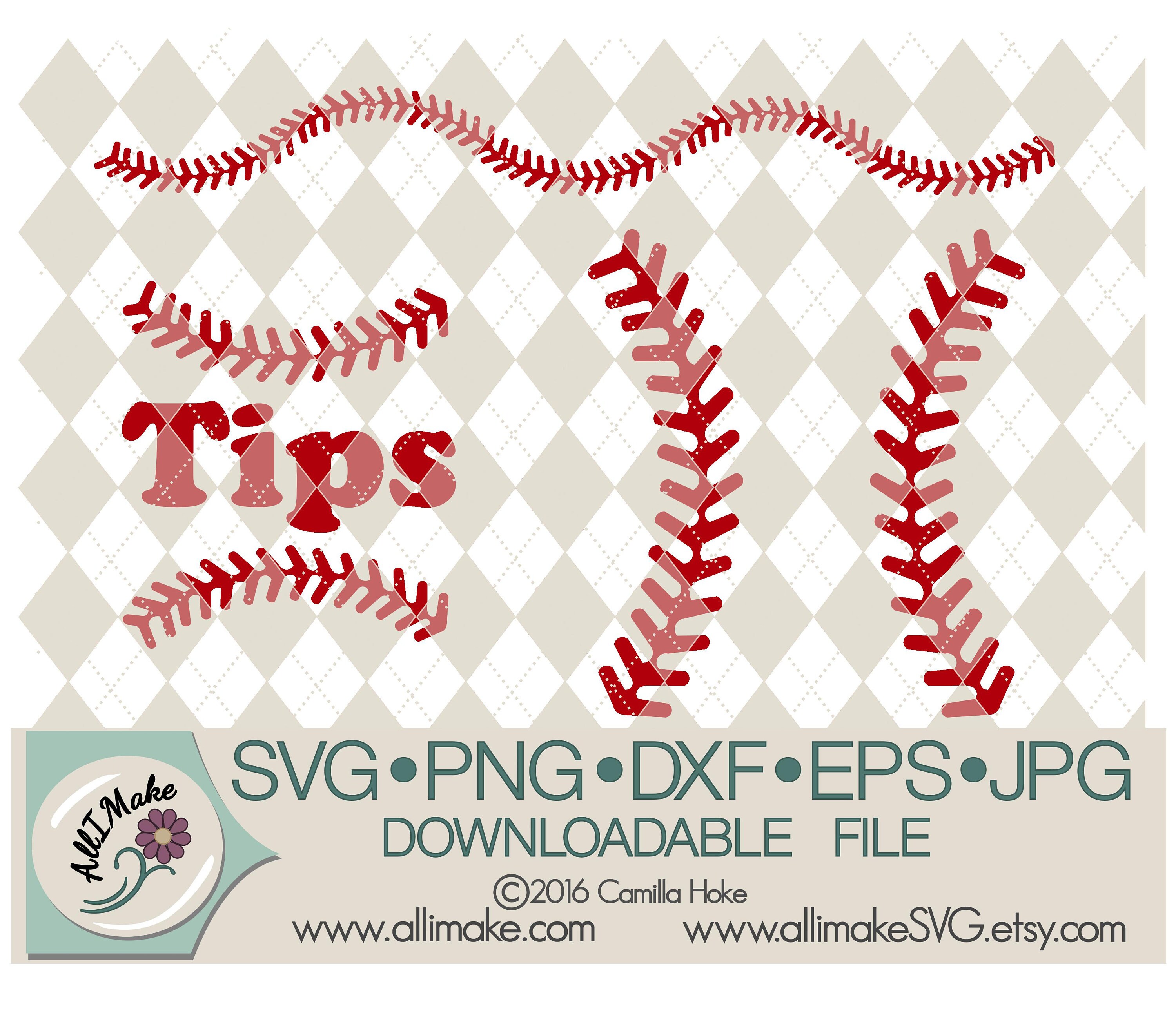 SVG File | Softball Stitching Border, Softball Stitching, Tips svg, dxf, eps, png, jpg files for Cricut and Silhouette cutting machines