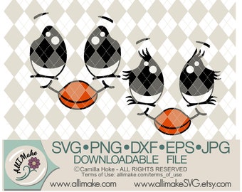 SVG File | Chick faces in full color and single color svg, dxf, eps, png, jpg files for Cricut and Silhouette cutting machines
