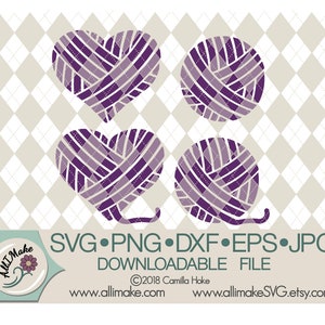 SVG File | Ball of Yarn, Yarn Heart svg, dxf, eps, png, jpg files for Cricut and Silhouette cutting machines