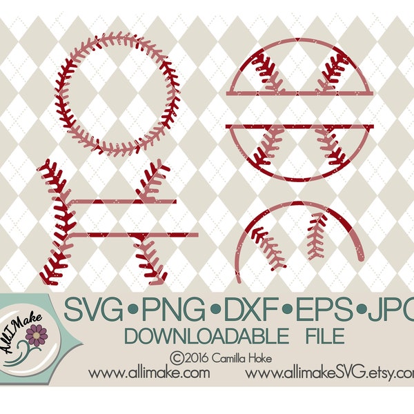 SVG Datei | Softball Baseball Monogramm und Name svg, dxf, eps, png, jpg Dateien für Cricut und Silhouette Schneidemaschinen
