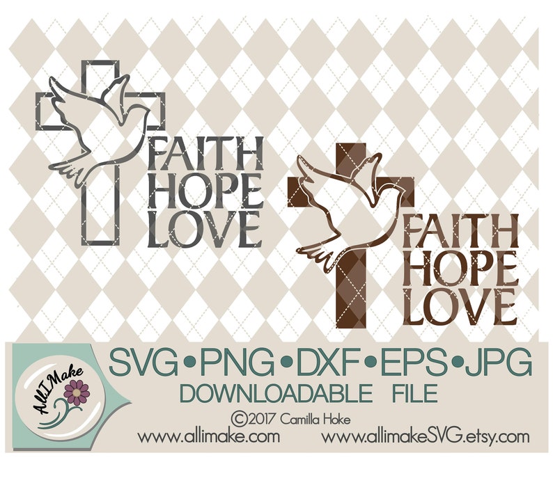 Download SVG File Dove and Cross Faith Hope and Love svg dxf eps | Etsy