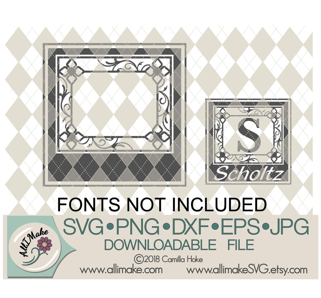 SVG File Swirl Monogram Great for Glass Blocks Svg, Dxf, Eps, Png, Jpg