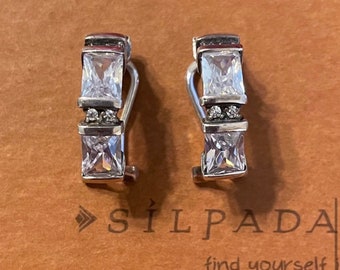 Silpada Clip Cubic Zirconia Sterling Silver Earrings C2956
