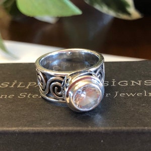 Silpada Cubic Zirconia Bezel Set in Sterling Silver Swirl