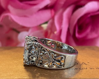 SILPADA Sterling Silver 925 Hammered Smoky Quartz Wide Band