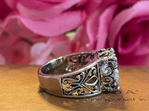 Silpada Uptown Cubic Zirconia Sterling Silver Filigree Ring R0981