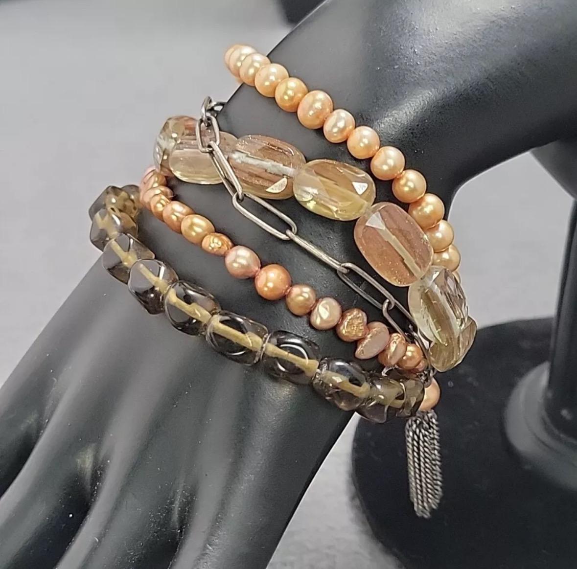 Silpada Sterling Silver Smoky Quartz Pearl Tassel Multi