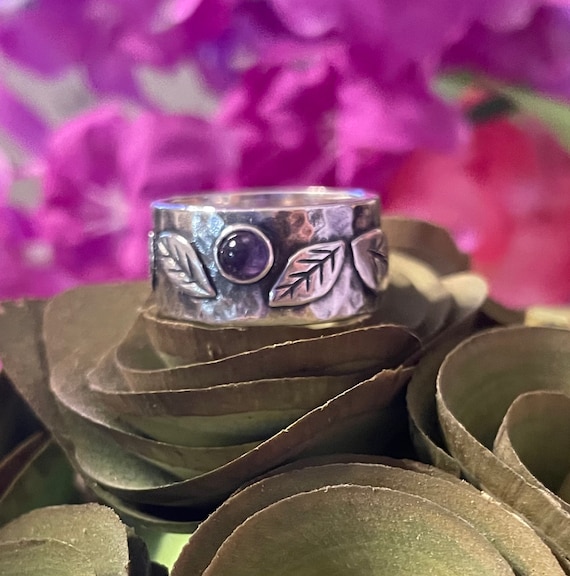 Silpada R1445 Amethyst Leaf Sterling Silver Ring Size 7 Etsy