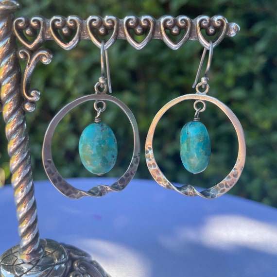 Silpada Turquoise Sterling Silver Dangle Earrings… - image 1