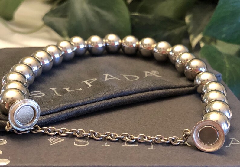 Silpada Magnetic B2899 Rich Abundance 9mm Sterling Silver Bead Bracelet NIB